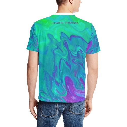 Love Drip Acid Mountain Tee Men's All Over Print T-Shirt (Solid Color Neck) (Model T63)