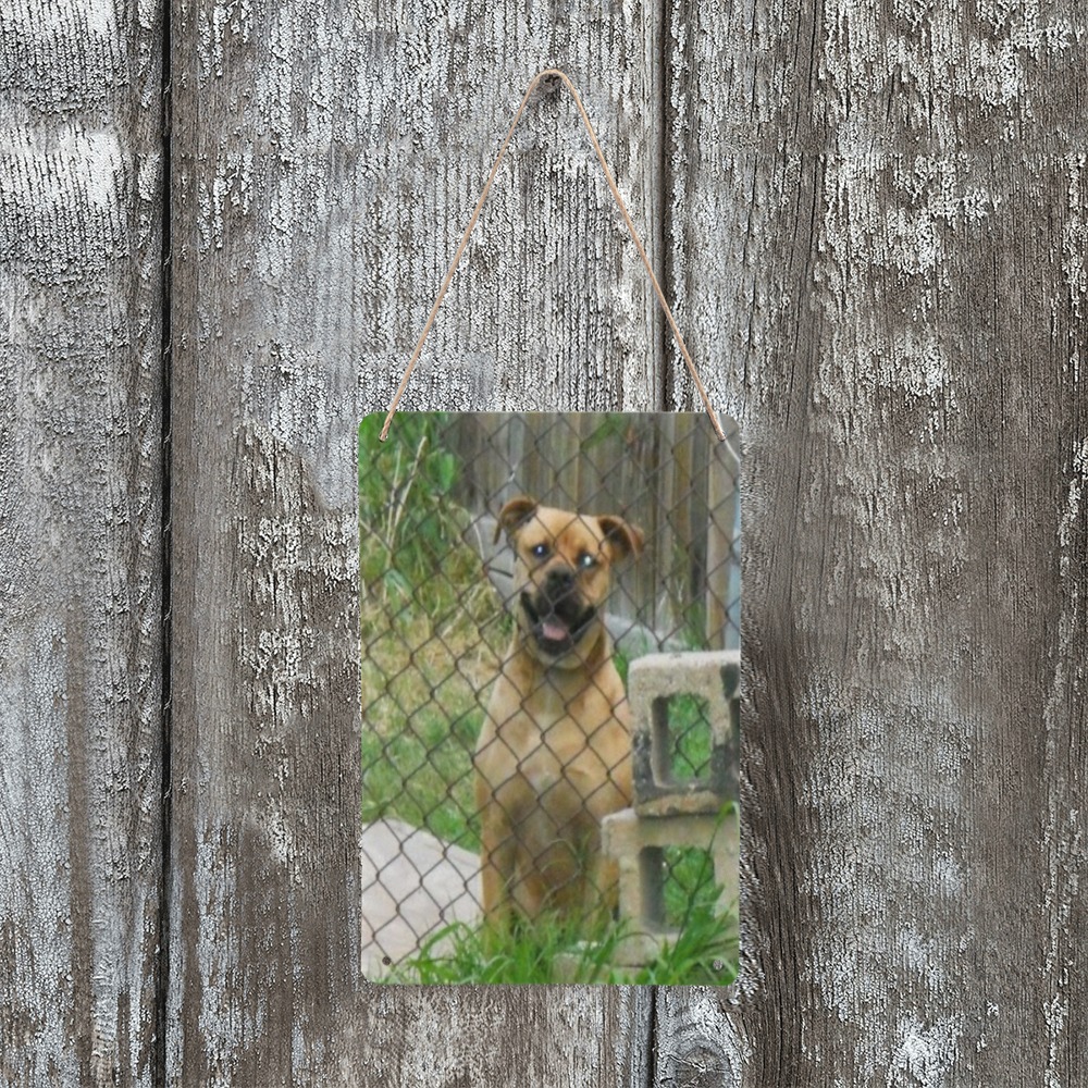 A Smiling Dog Metal Tin Sign 8"x12"