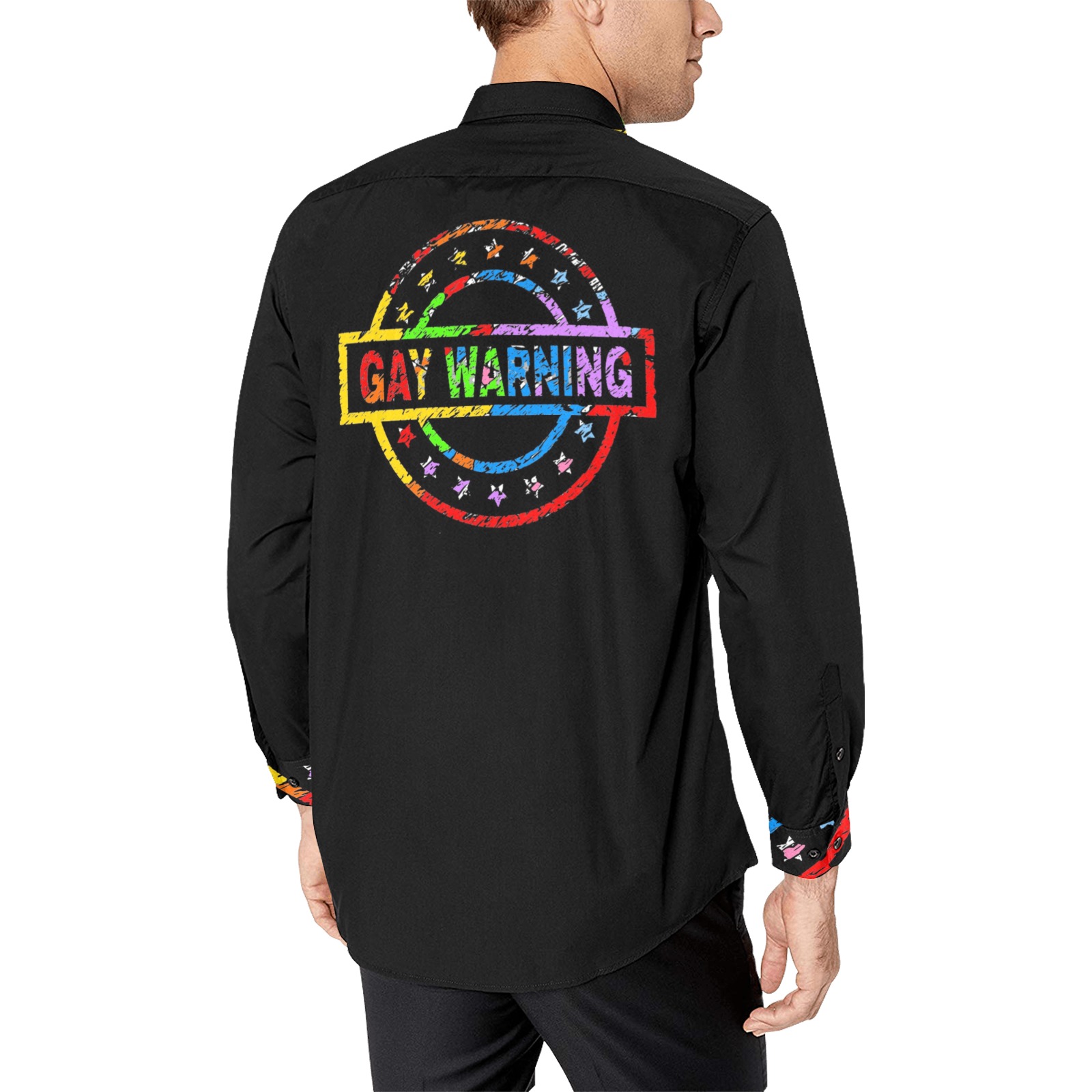 Gay Warning by Fetishworld Men's All Over Print Casual Dress Shirt (Model T61)