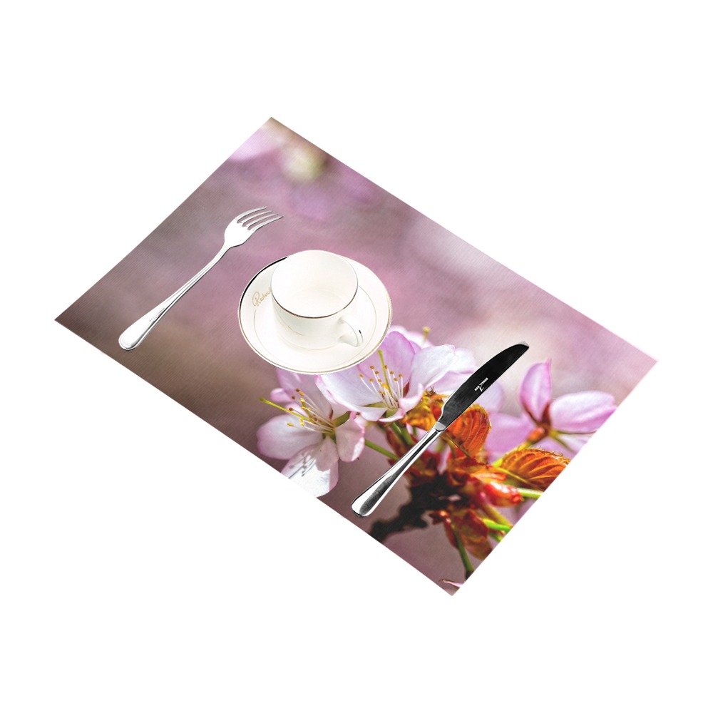 Classy sakura cherry flowers, pink mist of spring. Placemat 12’’ x 18’’ (Set of 6)