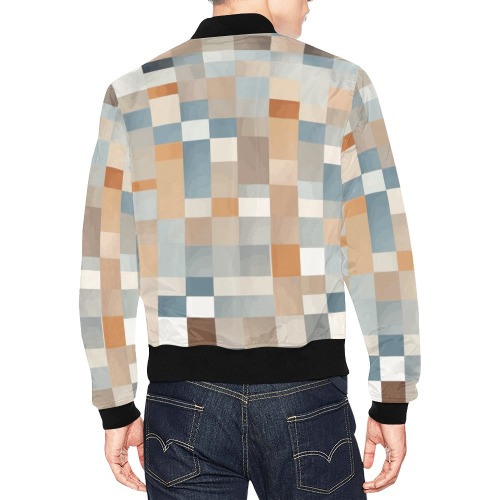 Abstract checkered pattern. Pastel beige colors All Over Print Bomber Jacket for Men (Model H19)