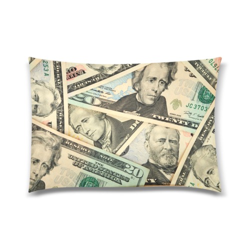 US PAPER CURRENCY Custom Zippered Pillow Case 20"x30" (one side)