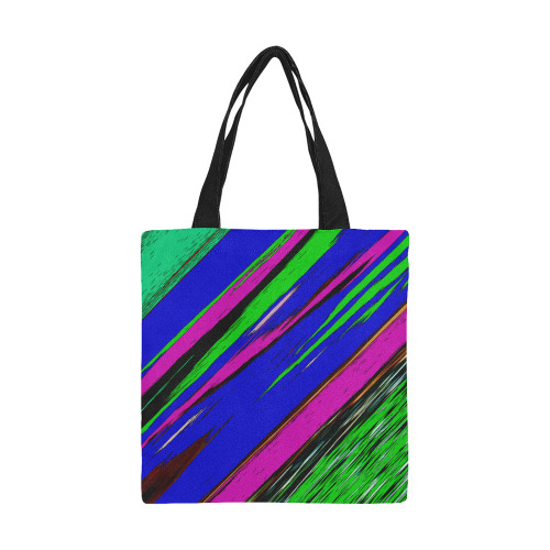 Diagonal Green Blue Purple And Black Abstract Art All Over Print Canvas Tote Bag/Small (Model 1697)