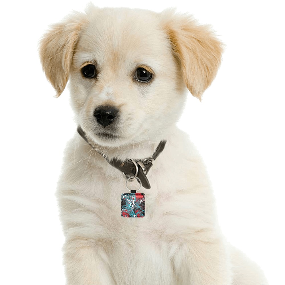 Dark Wave of Colors Square Pet ID Tag