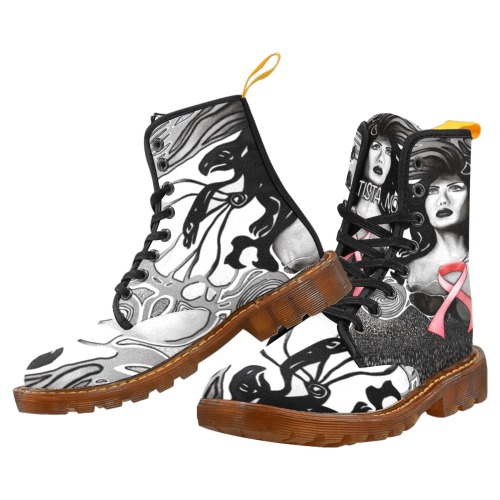 Pink Ribbon (Noir) Art Boots for Women