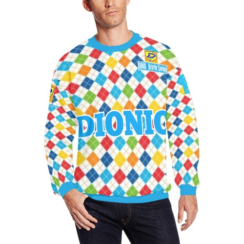 DIONIO Clothing - Argyle Swing Oversized Fleece Sweatshirt (Gran Prix Shield Logo) Men's Oversized Fleece Crew Sweatshirt (Model H18)