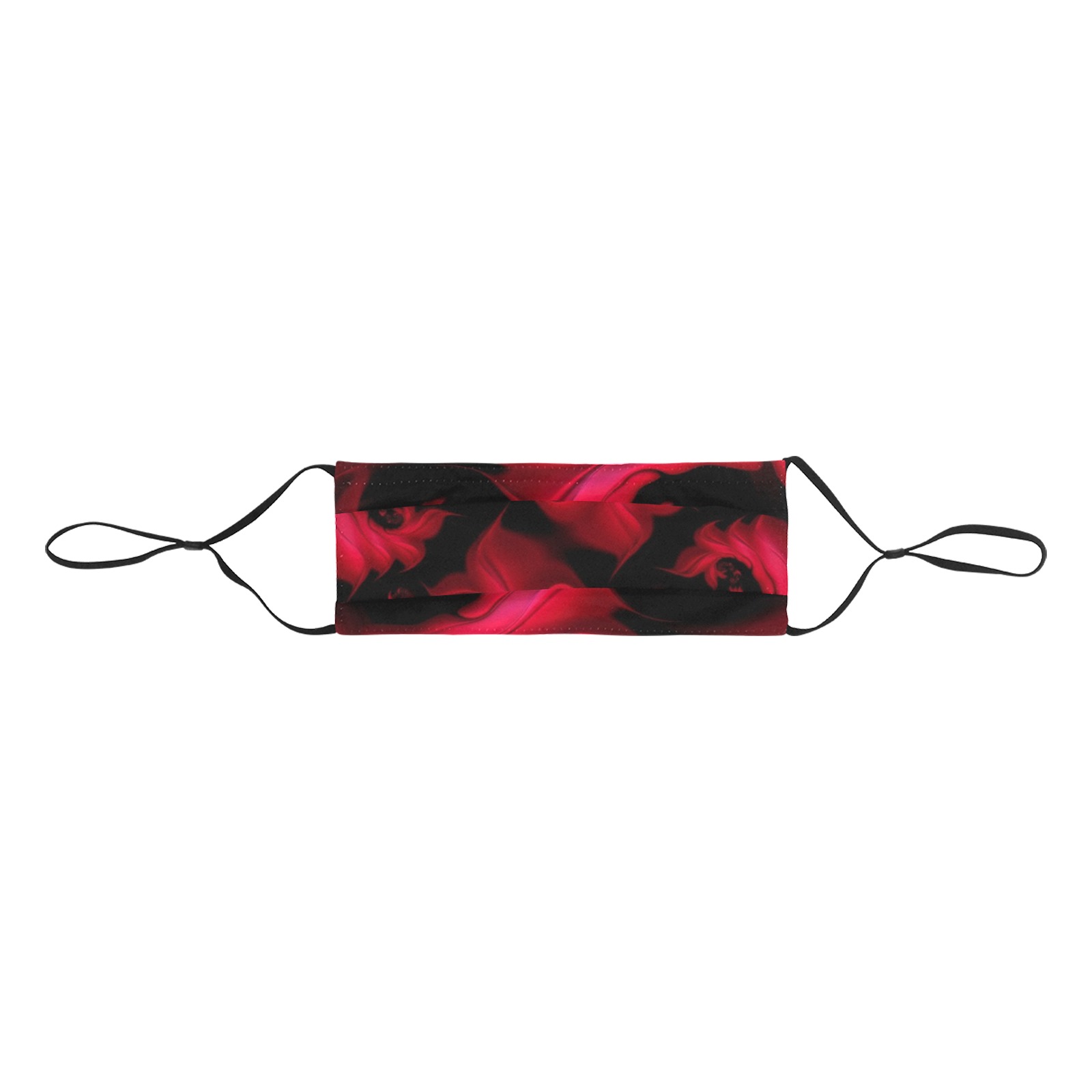 Black and Red Fiery Whirlpools Fractal Abstract Pleated Mouth Mask for Adults (Model M08)