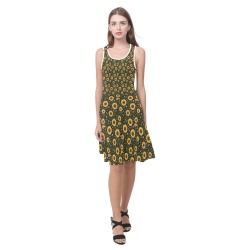 Sunflowers on a Black Background Atalanta Sundress (Model D04)