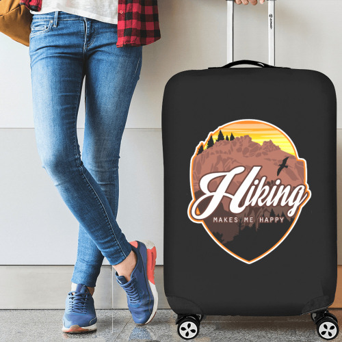 Hiking Makes Me Happy Luggage Cover/Large 26"-28"
