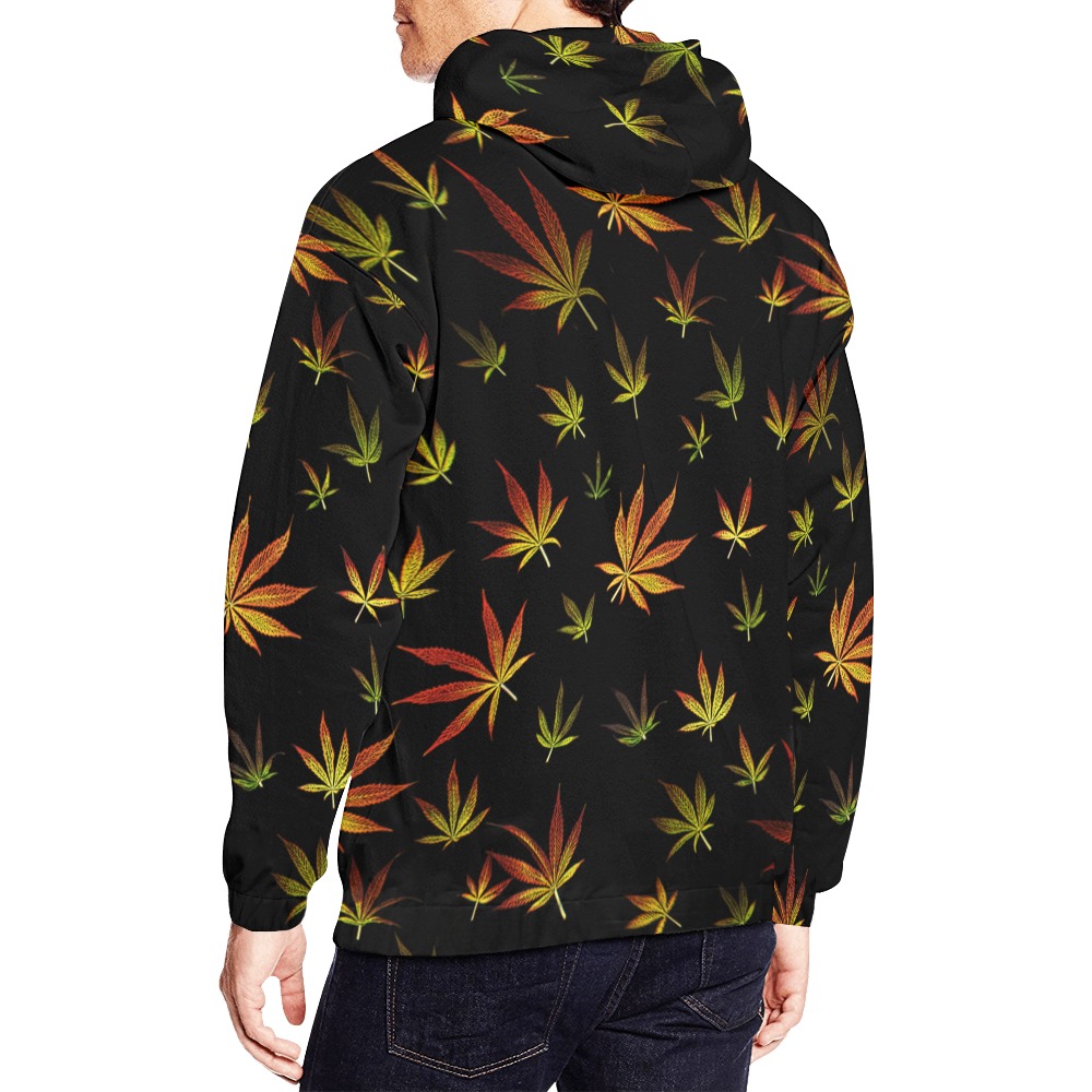 Marijuana Leaves All Over Print Hoodie for Men (USA Size) (Model H13)