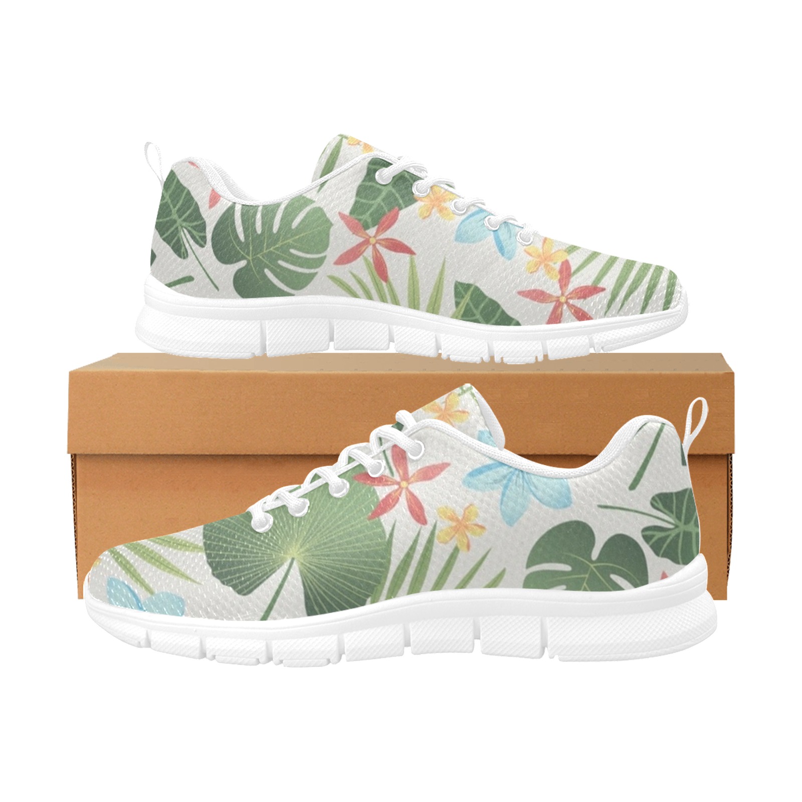 Tropical Floral Women's Breathable Running Shoes (Model 055)