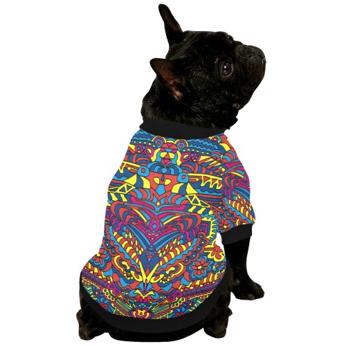 Groovy  Doodle Colorful Art Pet Dog Round Neck Shirt