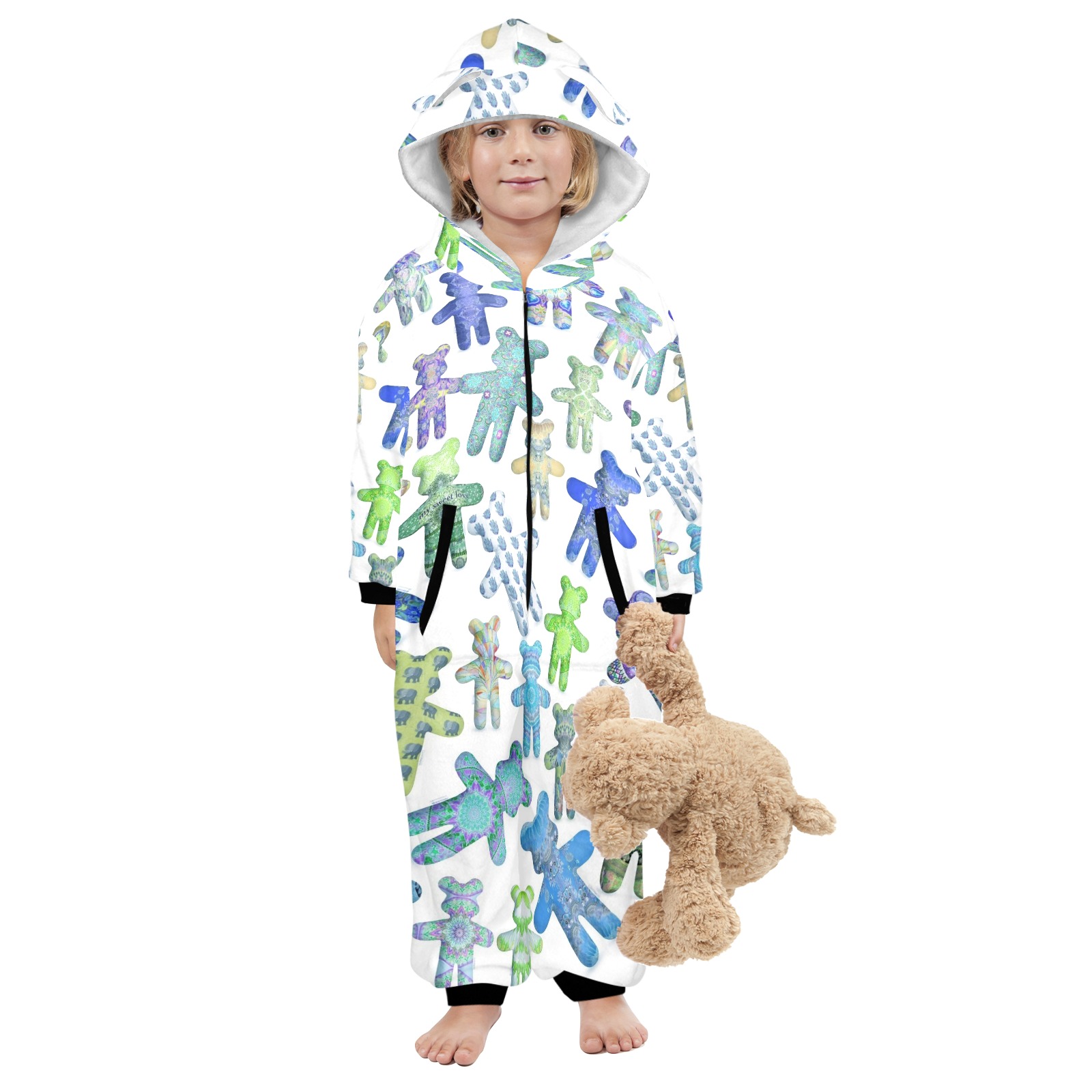 teddy bear assortiment 6 One-Piece Zip up Hooded Pajamas for Little Kids