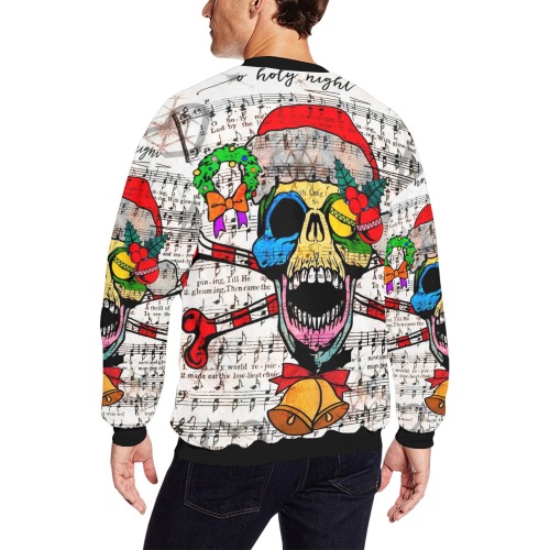 Skull Christmas by Nico Bielow Men's Oversized Fleece Crew Sweatshirt (Model H18)