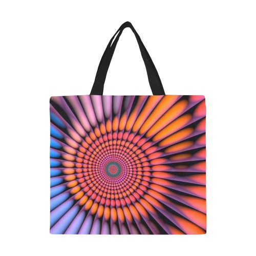 Feathers and Eye Fractal All Over Print Canvas Tote Bag/Large (Model 1699)