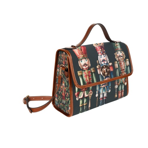 Nutcracker Handbag Waterproof Canvas Bag-Brown (All Over Print) (Model 1641)