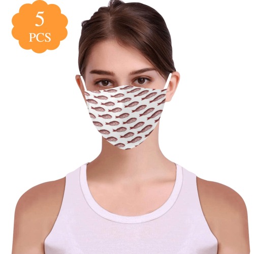 Pink Snappers 3D Mouth Mask with Drawstring (Pack of 5 & 10 Filters Included) (Model M04)