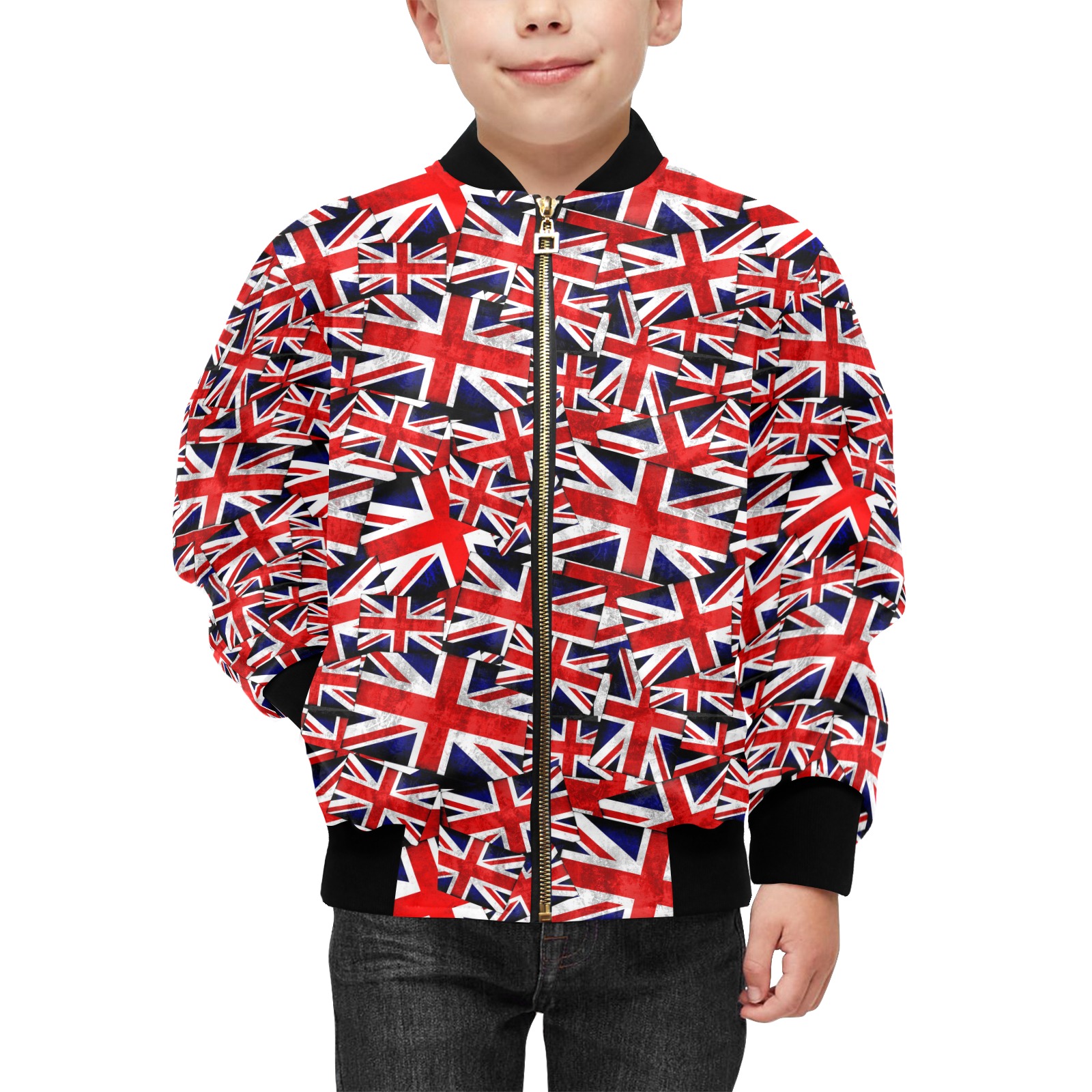 Union Jack British UK Flag Kids' Bomber Jacket with Pockets (Model H40)