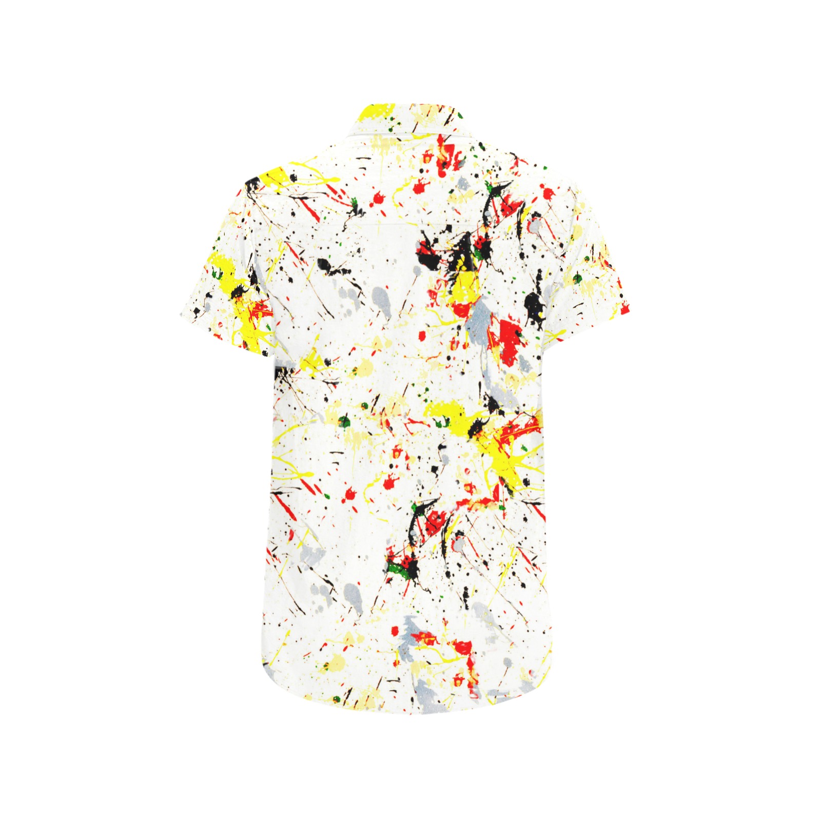 Yellow, Red, Black Paint Splatter Men's All Over Print Short Sleeve Shirt (Model T53)