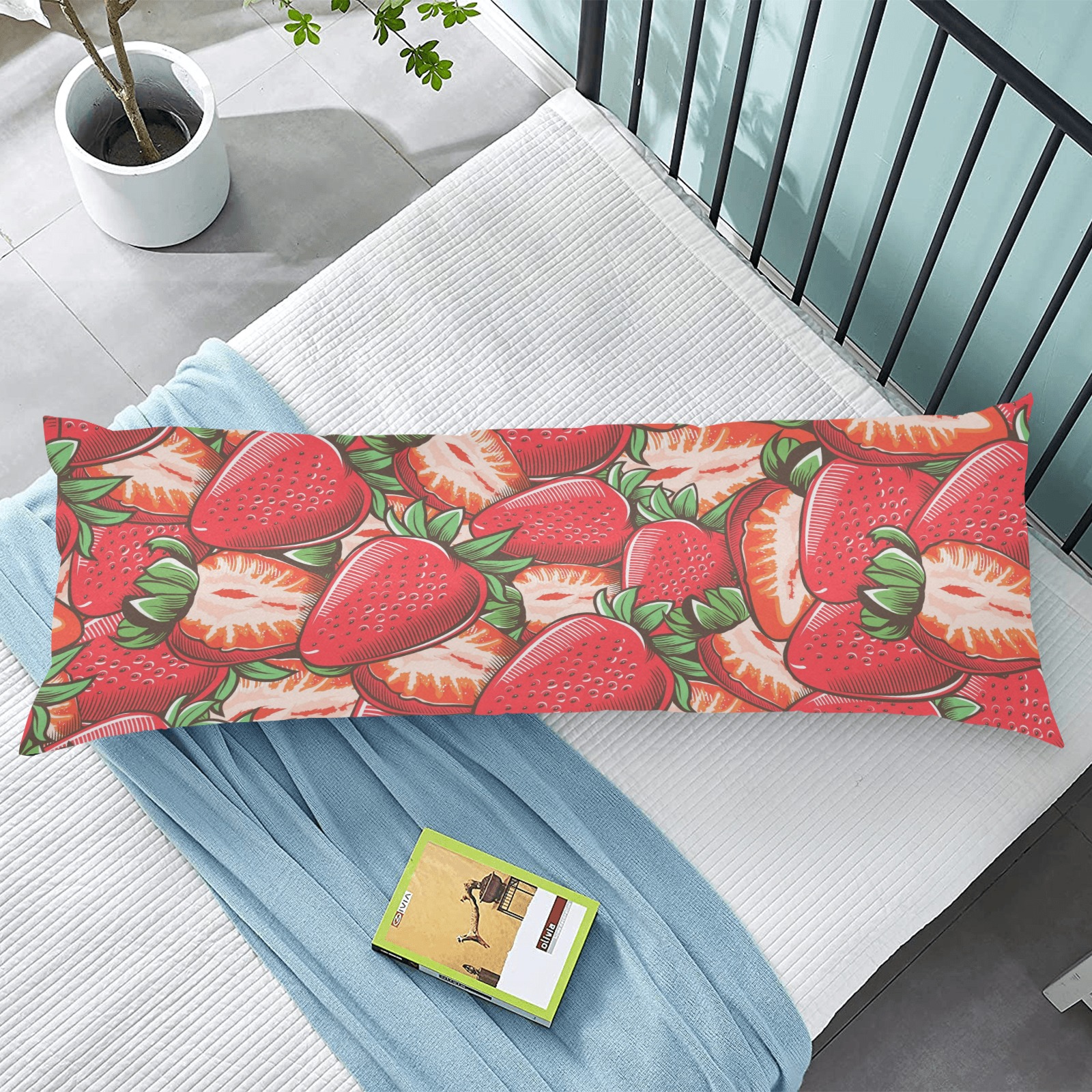 Vintage Strawberry Seamless Body Pillow Case 20" x 54" (Two Sides)