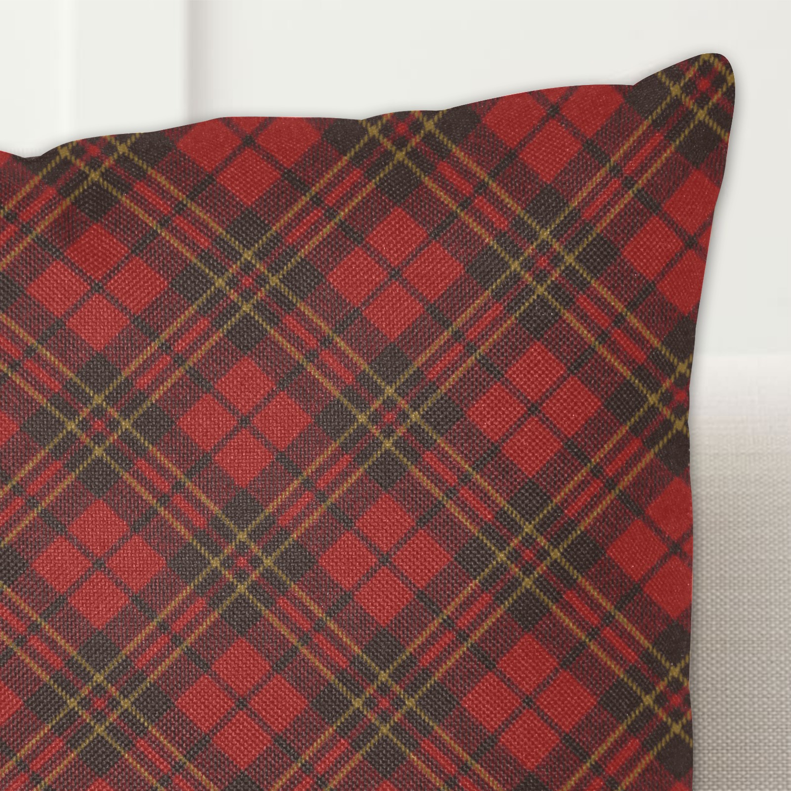 Red tartan plaid winter Christmas pattern holidays Linen Zippered Pillowcase 18"x18"(One Side&Pack of 2)