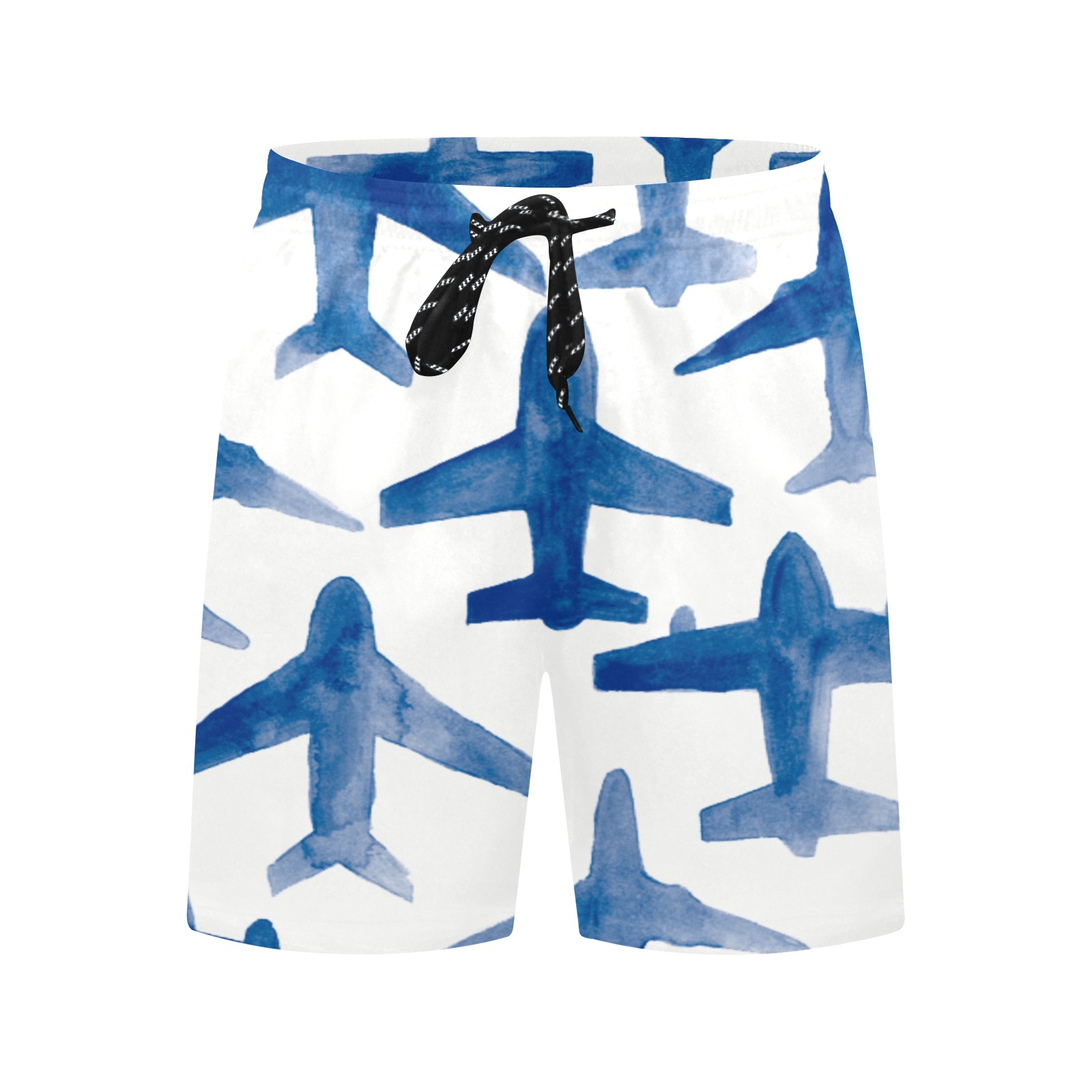 Watercolor Airplanes Men's Mid-Length Beach Shorts (Model L51)