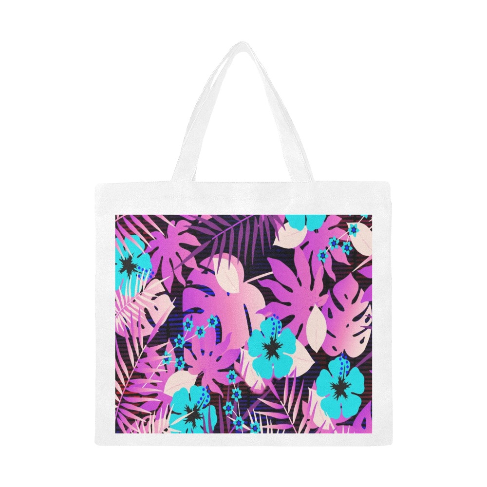 GROOVY FUNK THING FLORAL PURPLE Canvas Tote Bag/Large (Model 1702)