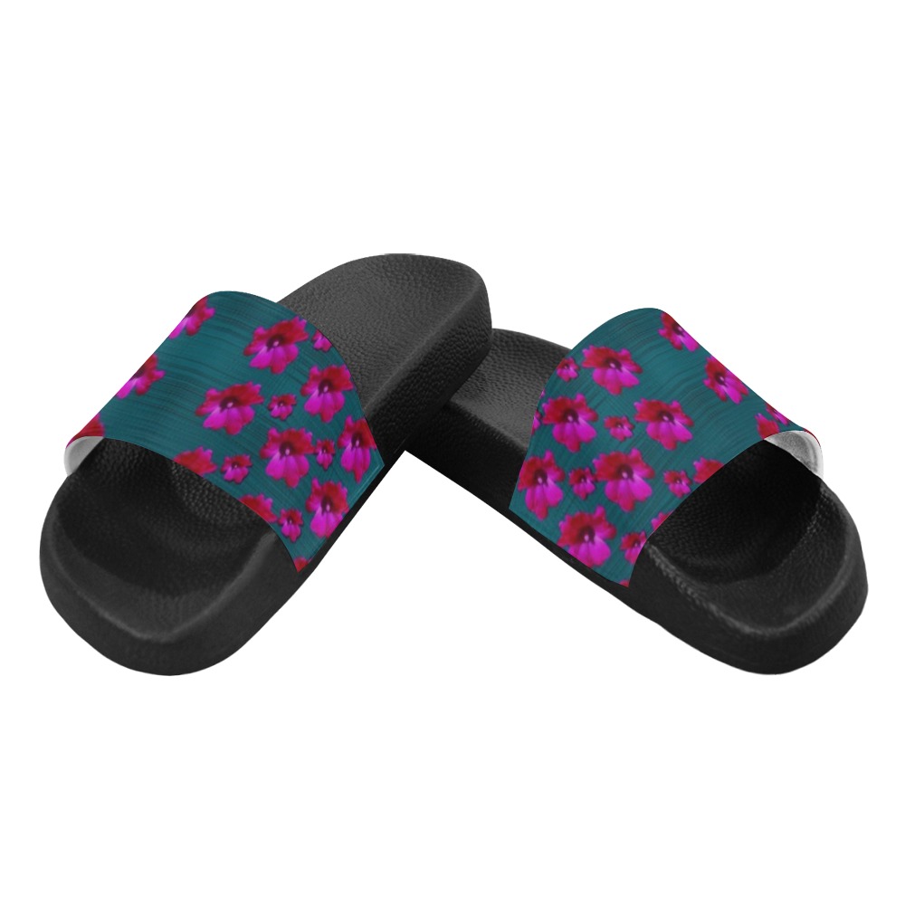 lovely Hawaii flowers decorative Women's Slide Sandals (Model 057)