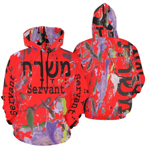 Servant Men Color Blast p Hoodie Red All Over Print Hoodie for Men (USA Size) (Model H13)