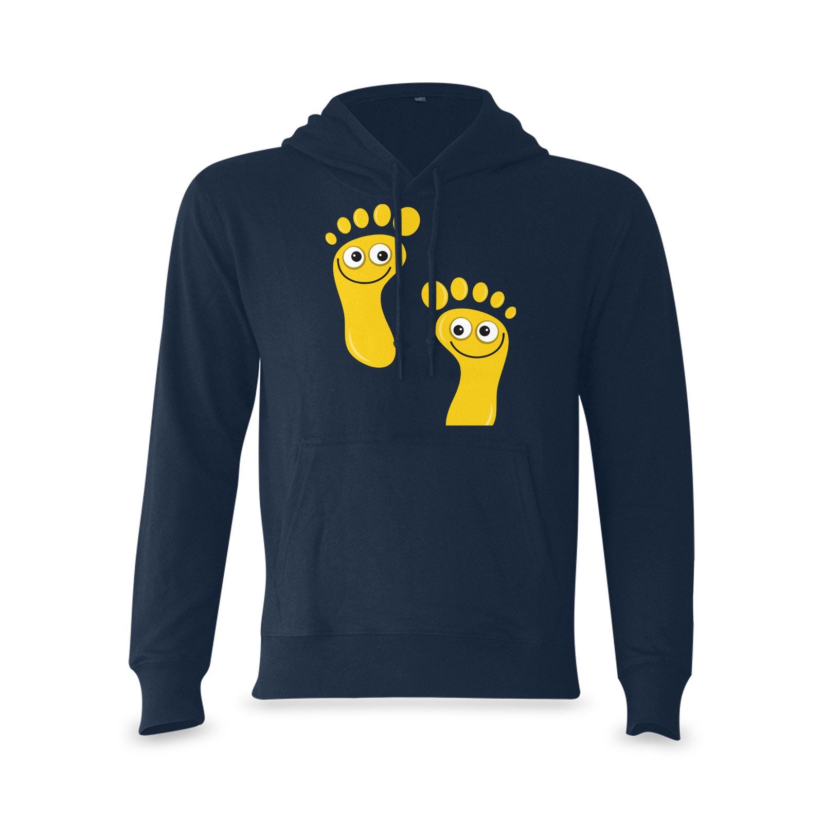 Happy Cartoon Yellow Human Foot Prints Oceanus Hoodie Sweatshirt (NEW) (Model H03)