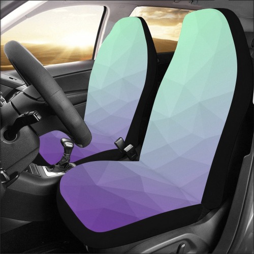 Purple green ombre gradient geometric mesh pattern Car Seat Covers (Set of 2)