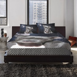 Dog Pitbull Terrier and Moon 3-Piece Bedding Set