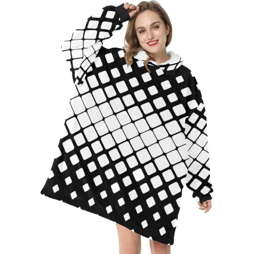 BLACK AND WHITE PATTERN Blanket Hoodie for Women