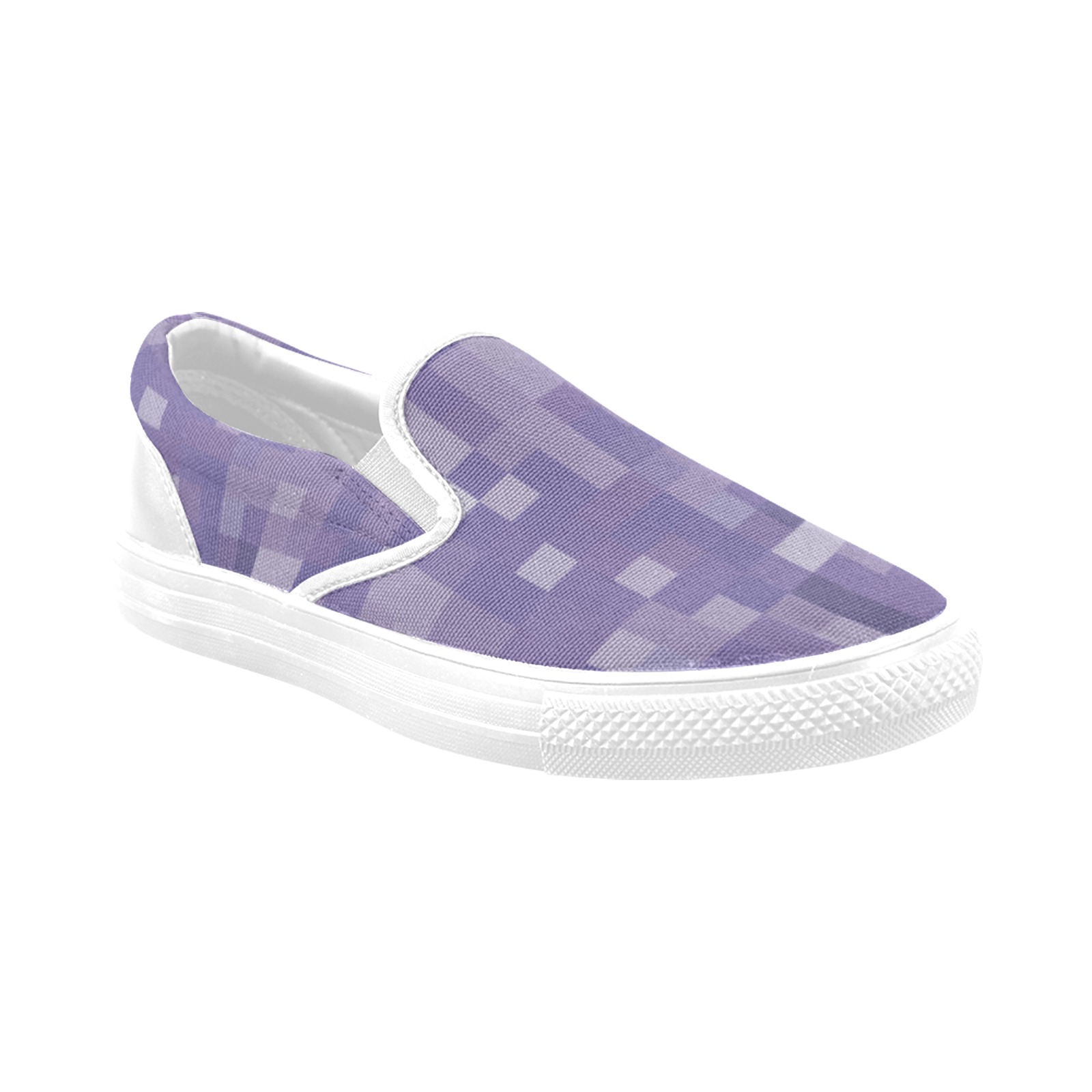Purple Color Blocks Women's Unusual Slip-on Canvas Shoes (Model 019)