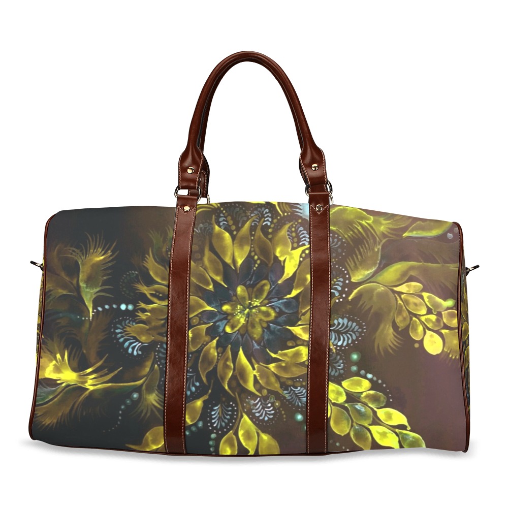 flower watercolor yellow Waterproof Travel Bag/Large (Model 1639)