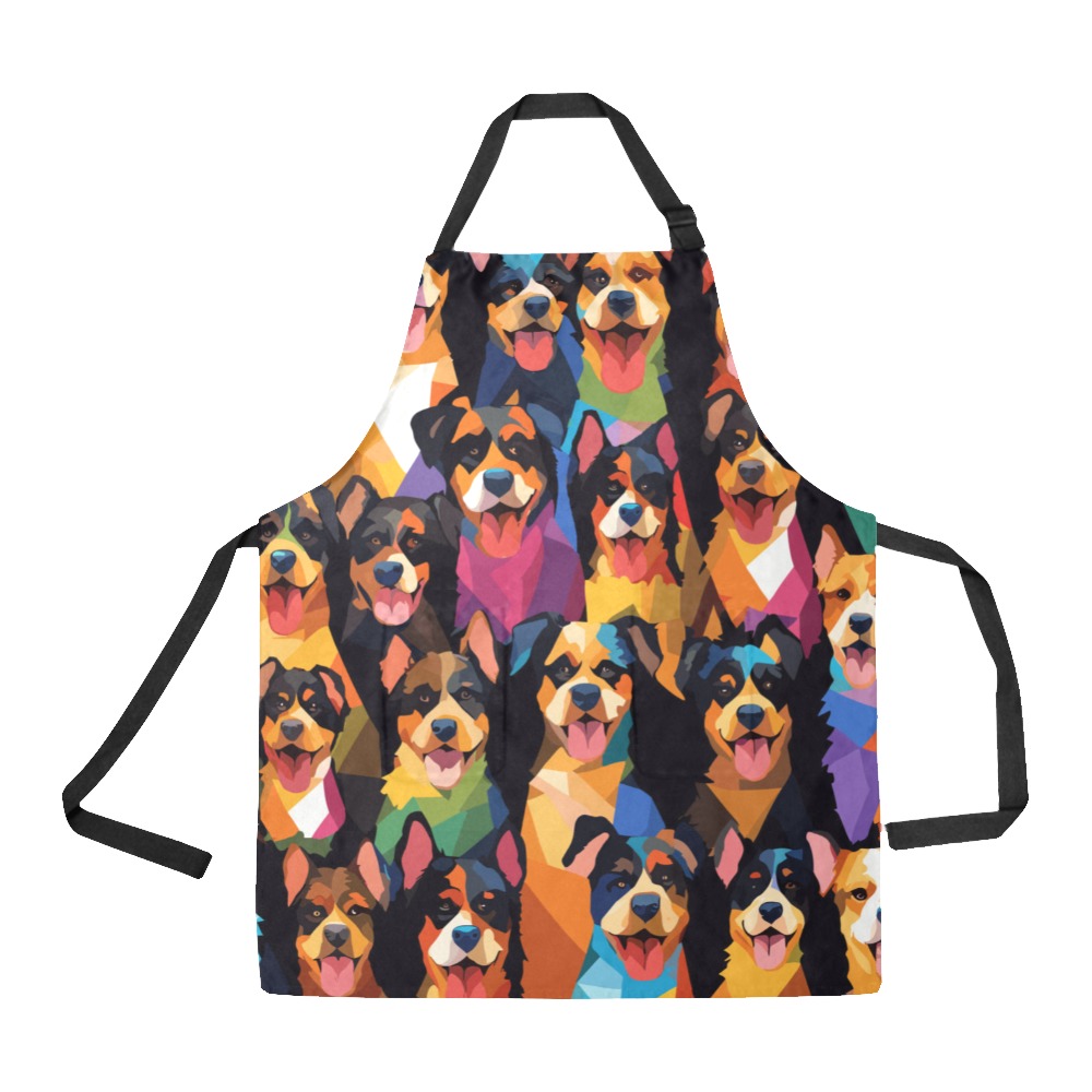 Colorful irregular pattern of funny adorable dogs. All Over Print Apron