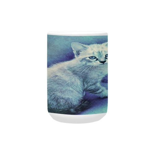 Blue Baby Kitten Custom Ceramic Mug (15OZ)