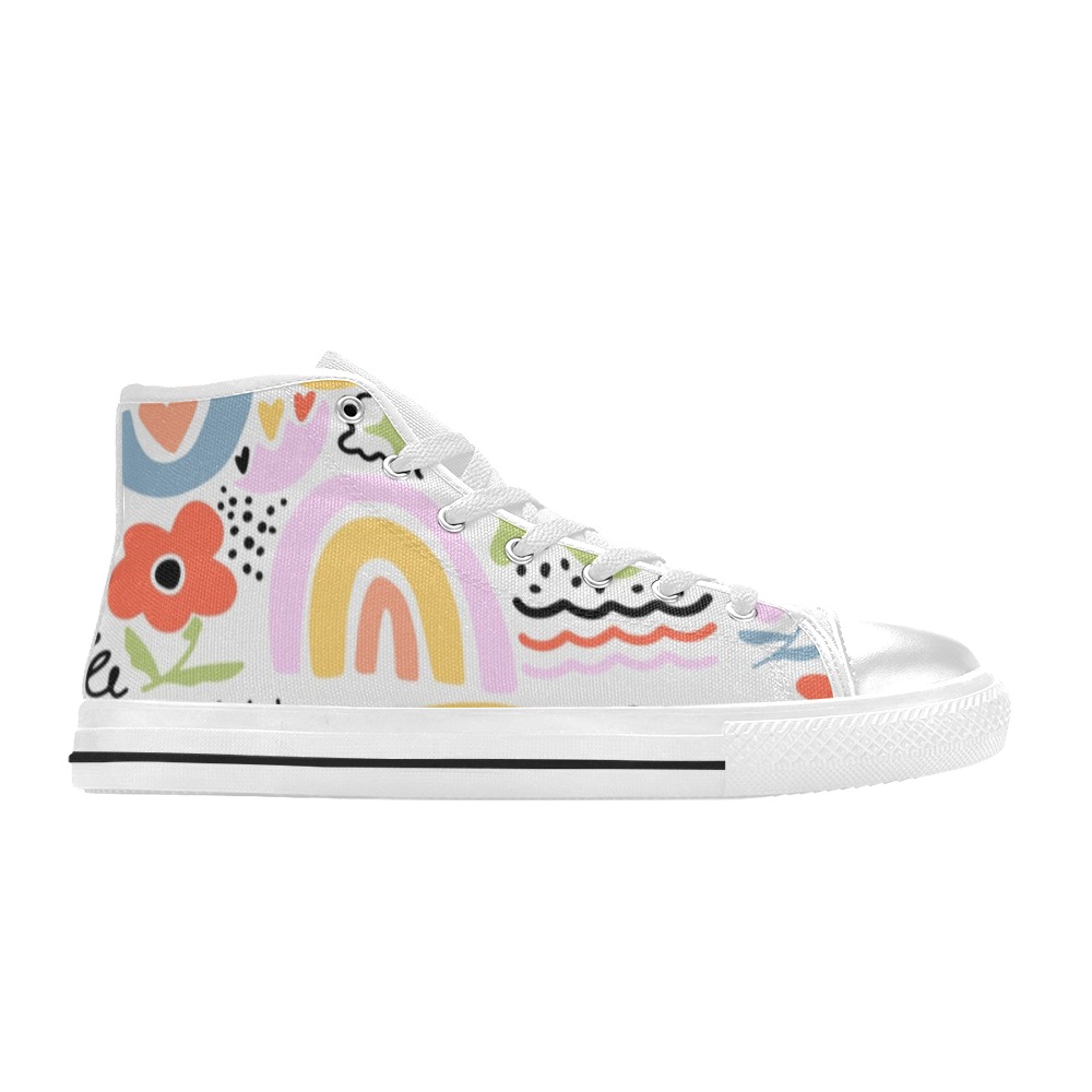 Colorful Abstract High Top Canvas Shoes for Kid (Model 017)