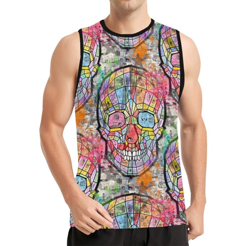 Paper Skull by Nico Bielow All Over Print Basketball Jersey