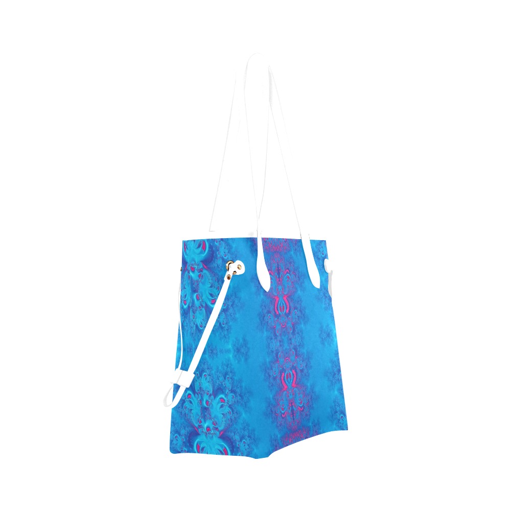 Blue Flowers on the Ocean Frost Fractal Clover Canvas Tote Bag (Model 1661)