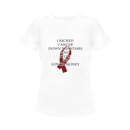 Cancer Bully (Burgundy Ribbon) Women's T-Shirt in USA Size (Front Printing Only)