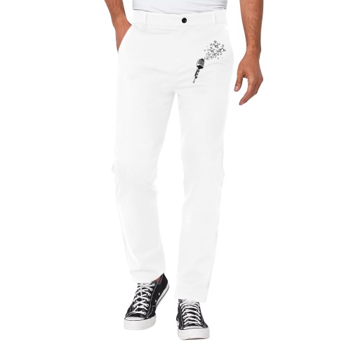 White Men's All Over Print Casual Trousers (Model L68)