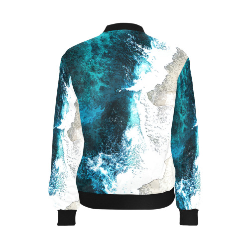 Ocean And Beach All Over Print Bomber Jacket for Women (Model H36)