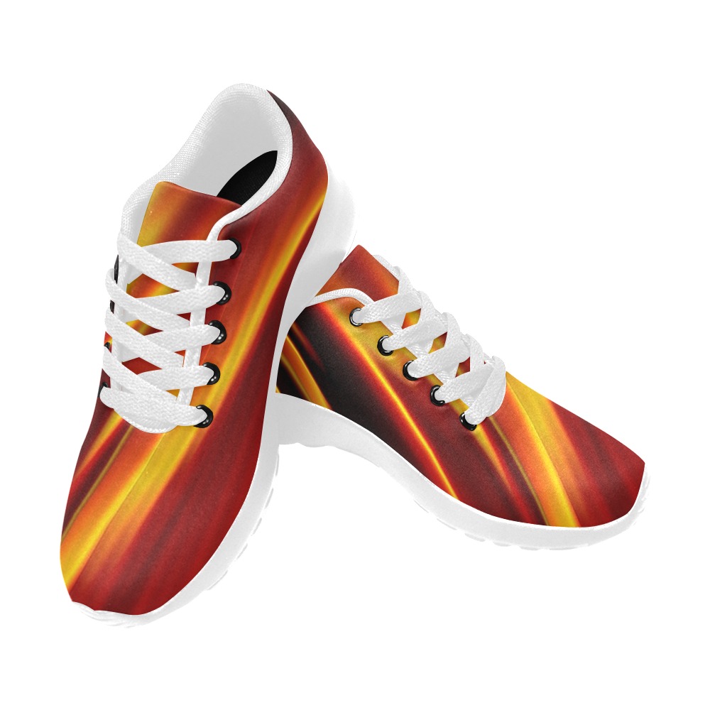 Orange and Red Flames Fractal Abstract Women’s Running Shoes (Model 020)