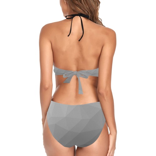 Grey Gradient Geometric Mesh Pattern Women's Fringe Swimsuit (Model S32)