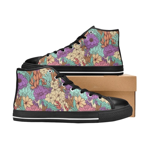 Spring Flowers Women's Classic High Top Canvas Shoes (Model 017)
