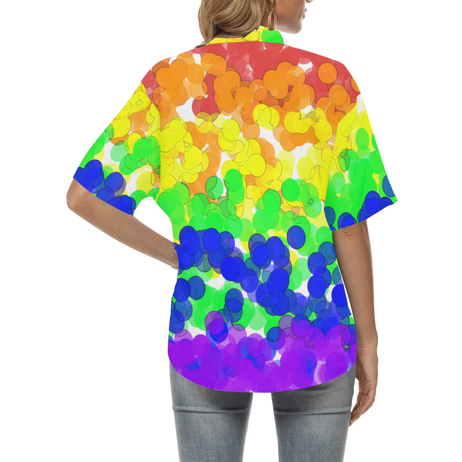 Gay Pride Bokeh All Over Print Hawaiian Shirt for Women (Model T58)