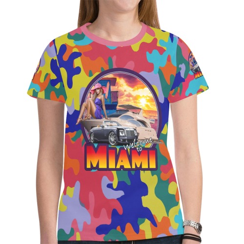 Welcome to Miami Collectable Fly New All Over Print T-shirt for Women (Model T45)