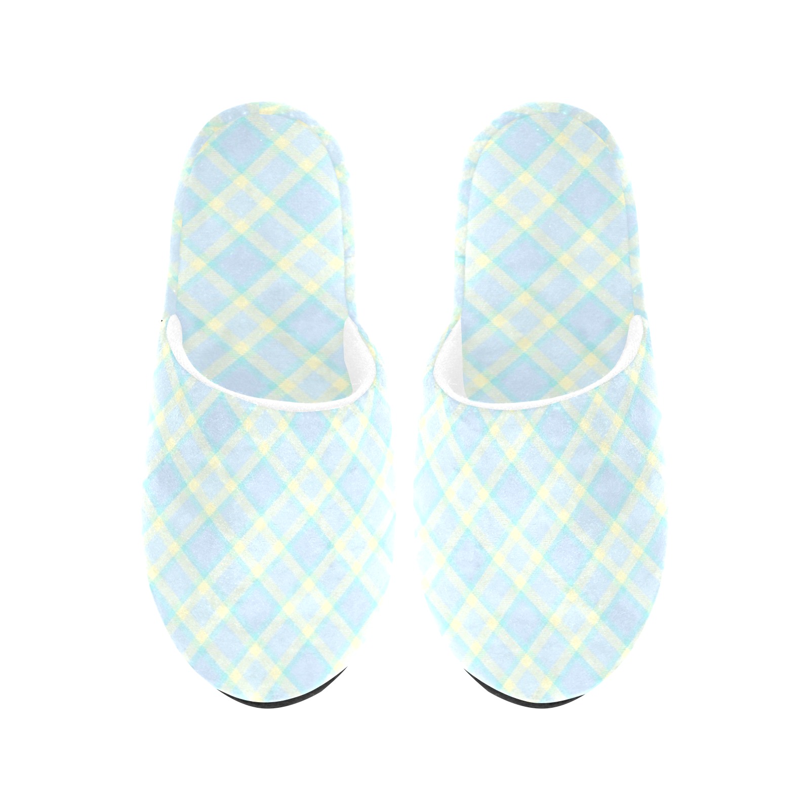 Pastel Baby Boy Plaid Women's Cotton Slippers (Model 0601)