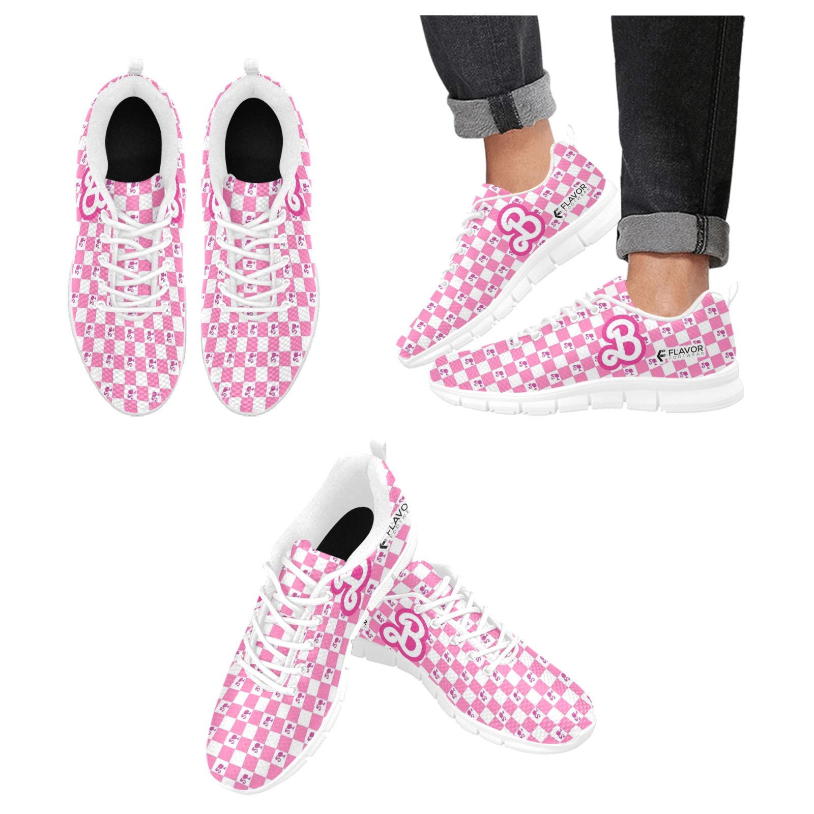 Bubblegum Pink Sneaker Collection 02 Women's Breathable Running Shoes (Model 055)